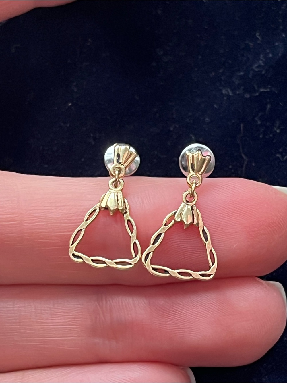 Elegant Gold-Tone Triangle Drop Earrings.
